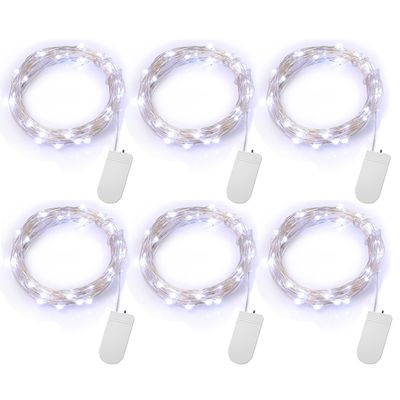 6 lumières menées à piles blanches fraîches de ficelle de PCS pour des décorations de partie